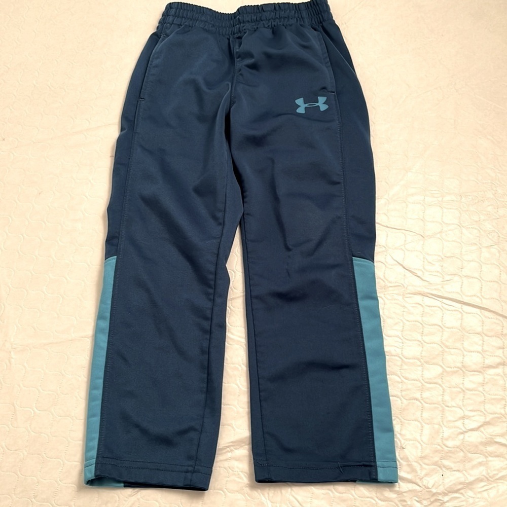 Under Armour teal performance track pants with turquoise logo and detail